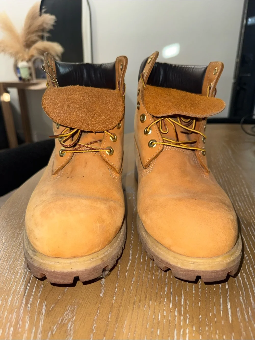 Timberland Men's Tan/Nubuck Work Boots with Dark Collar